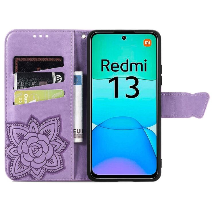 Чехол UniCase Butterfly Pattern для Xiaomi Redmi 13 - Light Purple: фото 2 из 7