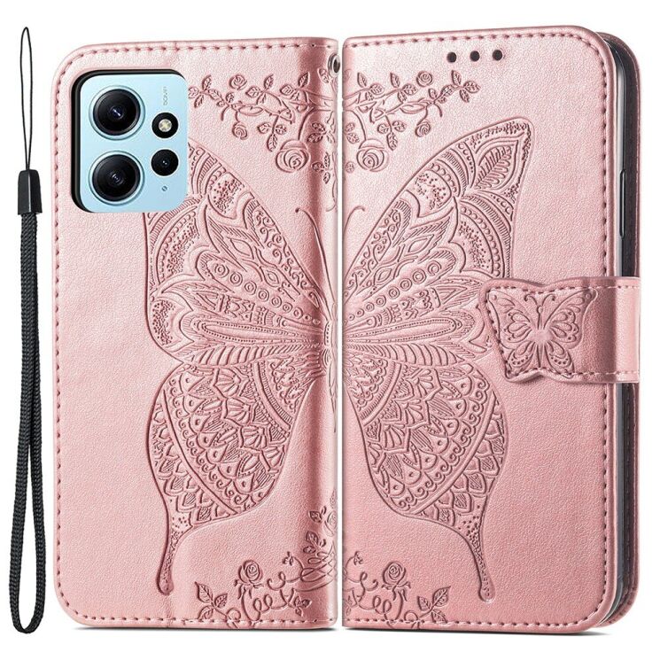 Чехол UniCase Butterfly Pattern для Xiaomi Redmi Note 12 - Rose Gold: фото 1 из 9