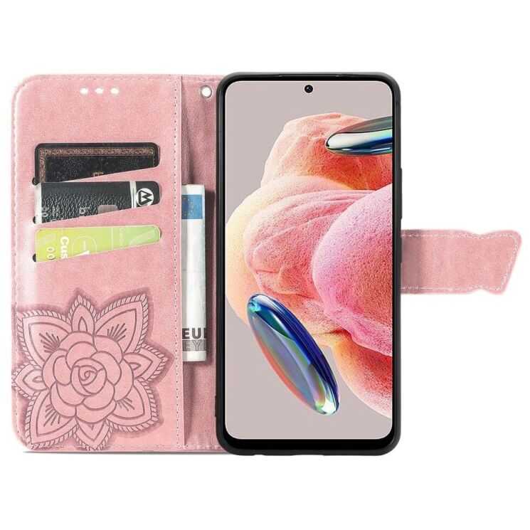 Чехол UniCase Butterfly Pattern для Xiaomi Redmi Note 12 - Rose Gold: фото 2 из 9