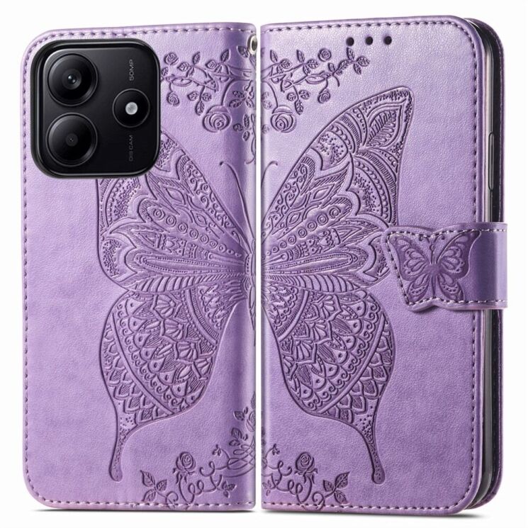 Чехол UniCase Butterfly Pattern для Xiaomi Redmi Note 14 5G - Light Purple: фото 1 из 9