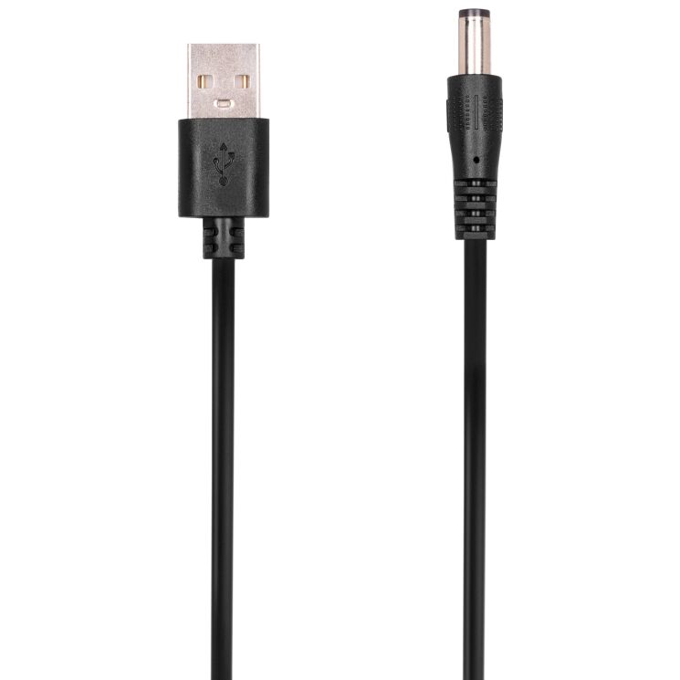 Кабель 2E USB to DC 5.5х2.5мм (5V, 1.5A, 1m) - Black: фото 1 из 3