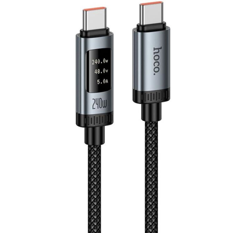 Кабель Hoco U148 Type-C to Type-C (240W, 5A, 1.2m) - Black: фото 1 з 9
