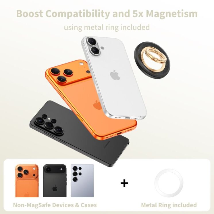 Кольцо-держатель для смартфона Tech-Protect MMR700 Magnetic - Black / Gold: фото 6 из 8