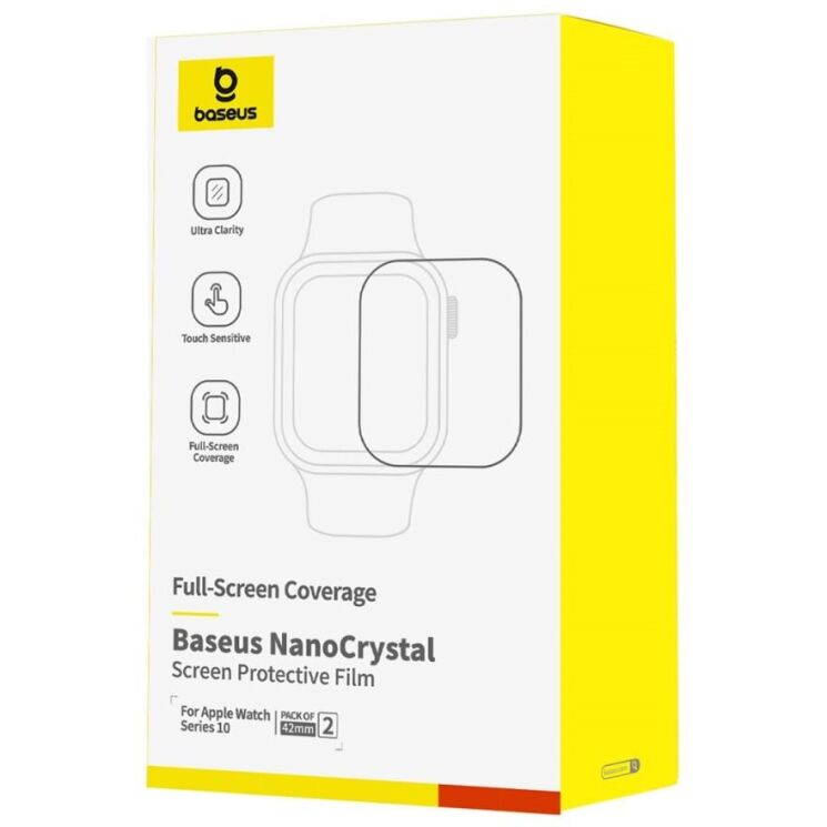 Комплект защитных пленок BASEUS NanoCrystal для Apple Watch 10 42 mm - Black: фото 4 из 5