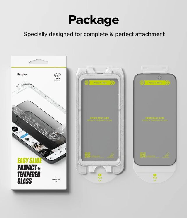 Комплект защитных стекол (2шт) Ringke Easy Slide Privacy для iPhone 16 Pro (8800274960053) - Black (380077B) Комплект защитных стекол (2шт) Ringke Easy Slide Privacy для iPhone 16 Pro (8800274960053) - Black: фото 19 из 21