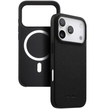 Кожаный чехол MELKCO Leather Cover MagSafe для iPhone 17 Pro - Black: фото 1 из 20