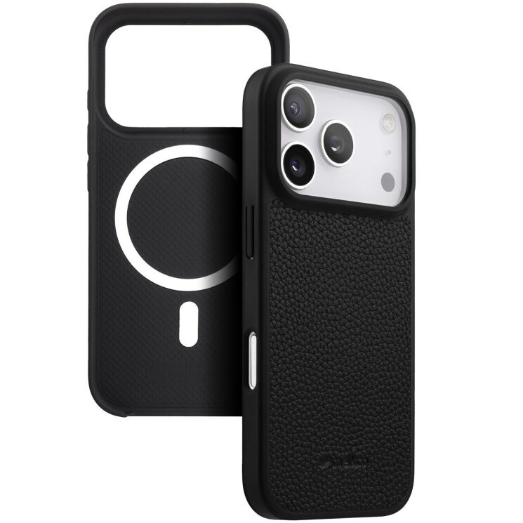 Кожаный чехол MELKCO Leather Cover MagSafe для iPhone 17 Pro - Black: фото 1 из 20