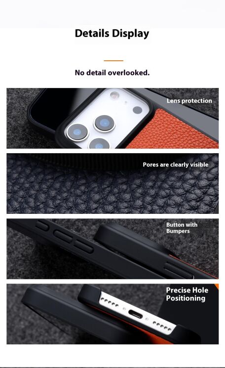 Кожаный чехол MELKCO Leather Cover MagSafe для iPhone 17 Pro - Black: фото 11 из 20