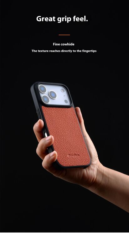 Кожаный чехол MELKCO Leather Cover MagSafe для iPhone 17 Pro - Black: фото 9 из 20