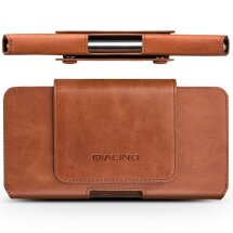 Кожаный чехол QIALINO Leather Case для смартфонов диагональю до 6.9 дюймов - Brown: фото 1 из 8