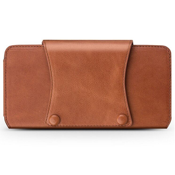 Кожаный чехол QIALINO Leather Case для смартфонов диагональю до 6.9 дюймов - Brown: фото 3 из 8
