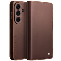 Кожаный чехол QIALINO Wallet Case для Samsung Galaxy S26 - Brown: фото 1 из 14