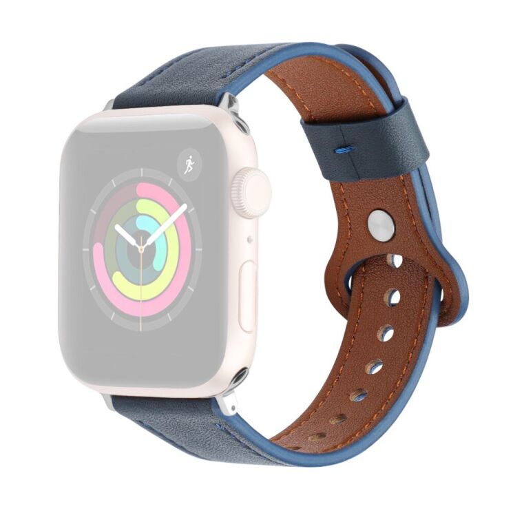 Шкіряний ремінець Deexe Original Style для Apple Watch 42 (Series 10) / 41 / 40 / SE 40 / 38 - Midnight Blue: фото 1 з 6