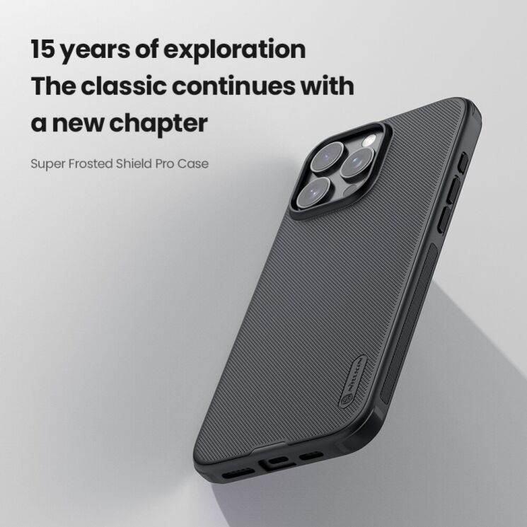 Пластиковый чехол NILLKIN Frosted Shield для Apple iPhone 16 Pro - Black: фото 8 из 19