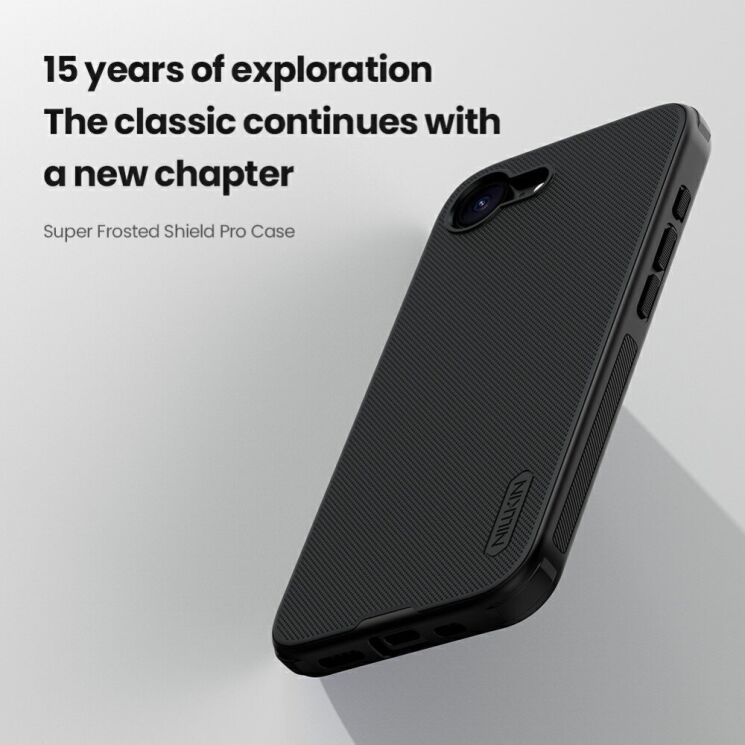 Пластиковый чехол NILLKIN Frosted Shield Pro для Apple iPhone 16e - Black: фото 6 из 10