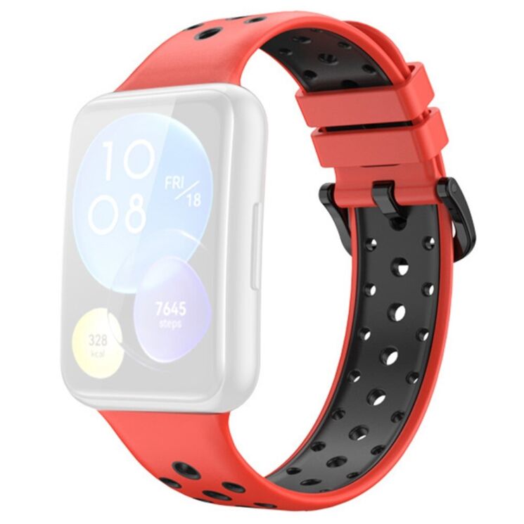 Ремешок Deexe Dot Color для Huawei Watch Fit 2 - Red / Black: фото 1 из 6