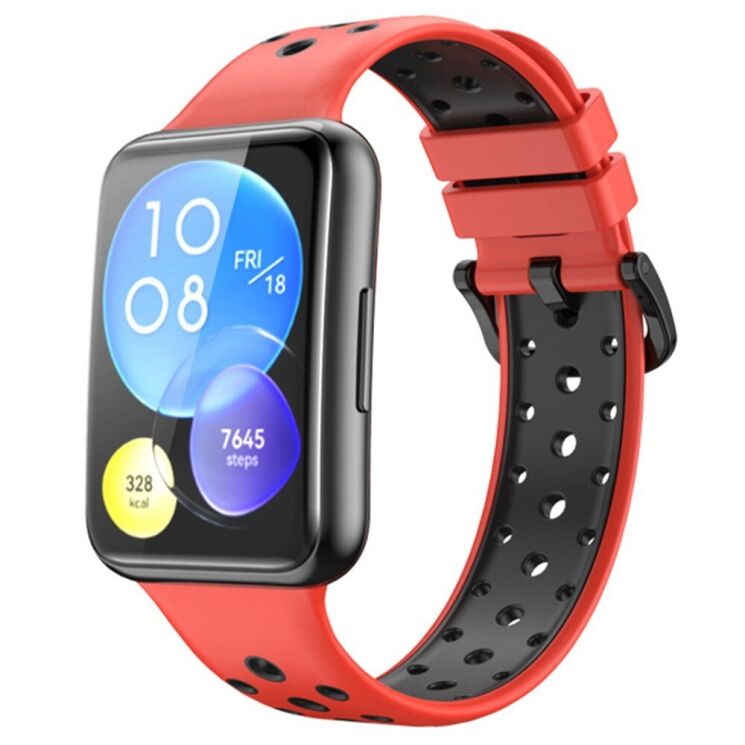 Ремешок Deexe Dot Color для Huawei Watch Fit 2 - Red / Black: фото 2 из 6