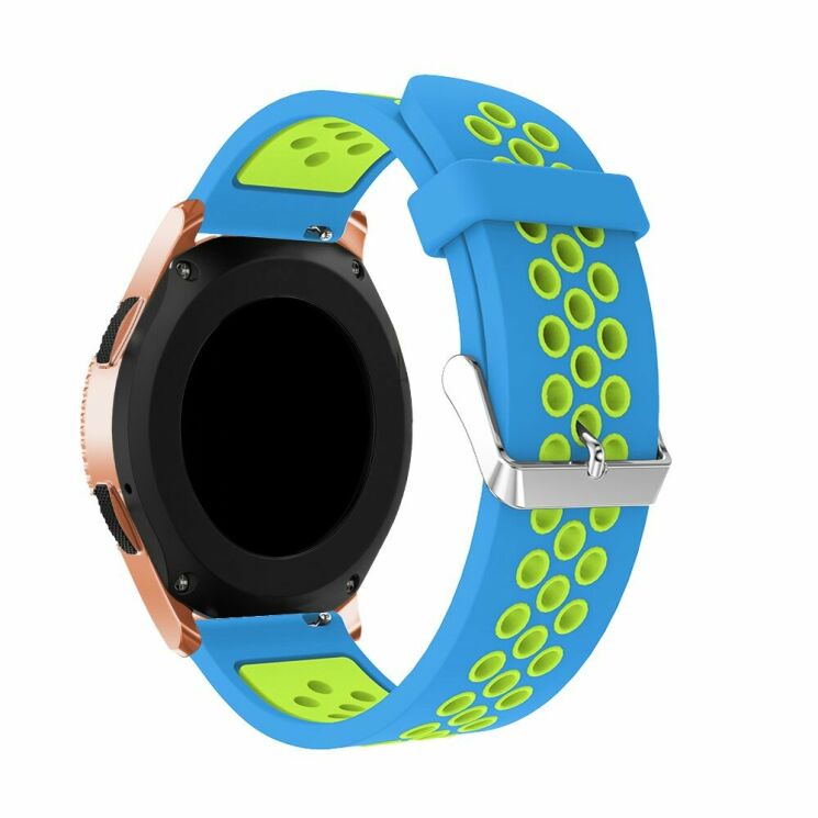 Ремешок Deexe Dual Color для Samsung Galaxy Watch 42mm / Watch 3 41mm - Sky Blue / Green: фото 2 из 4