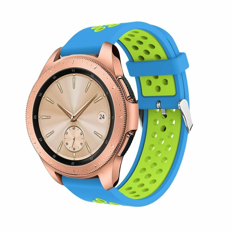 Ремешок Deexe Dual Color для Samsung Galaxy Watch 42mm / Watch 3 41mm - Sky Blue / Green: фото 1 из 4