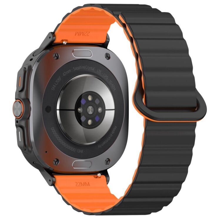 Ремінець Deexe Magnetic Band для Samsung Galaxy Watch Ultra (47mm) - Black / Orange: фото 1 з 7