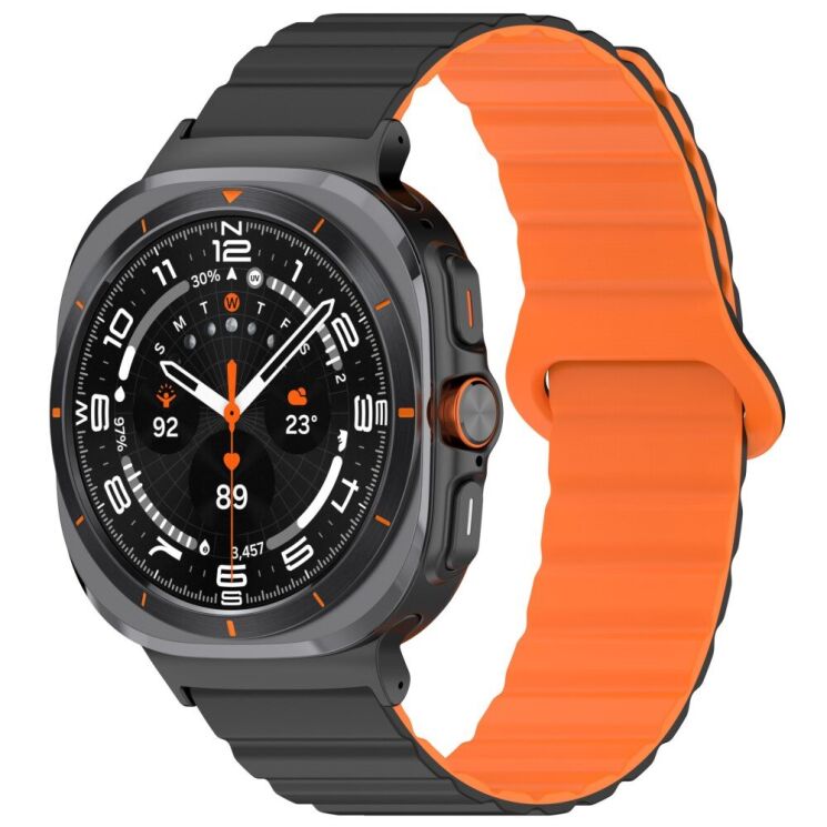 Ремінець Deexe Magnetic Band для Samsung Galaxy Watch Ultra (47mm) - Black / Orange: фото 2 з 7