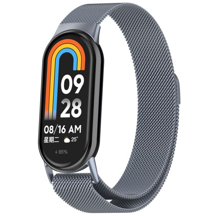 Ремешок Deexe Milanese Stainless Steel для Xiaomi Mi Smart Band 8 / 9 - Grey: фото 4 из 8