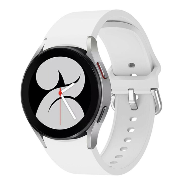 Ремінець Deexe Soft Silicone для Samsung Galaxy Watch 4 / 4 Classic / 5 / 5 Pro / 6 / 6 Classic / 7 / FE - White: фото 1 з 8