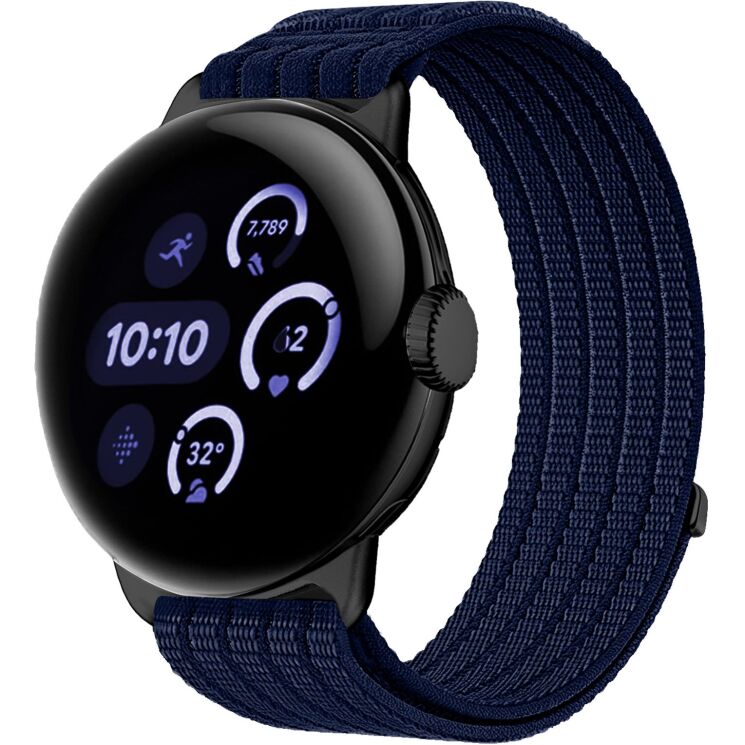 Ремешок Deexe Soft Weave для Google Pixel Watch 4 / 3 / 2 / 1 (41mm) - Navy Blue: фото 2 из 5