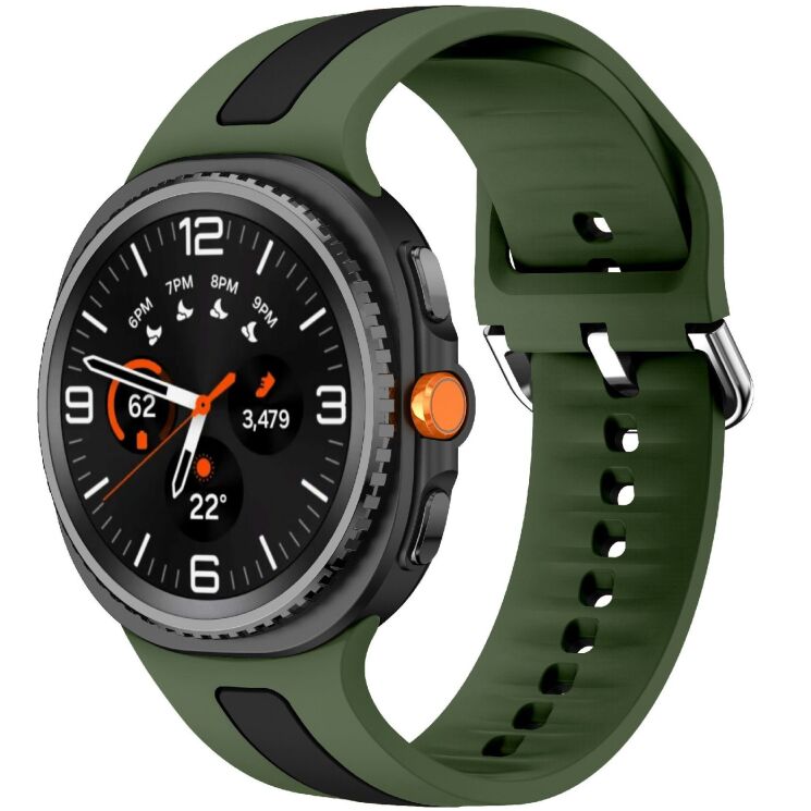 Ремінець Deexe Sport Strap для Samsung Galaxy Watch 8 (40/44mm) / 8 Classic - Army Green / Black: фото 2 з 6