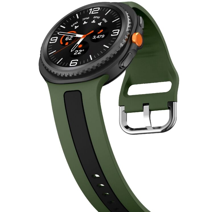 Ремінець Deexe Sport Strap для Samsung Galaxy Watch 8 (40/44mm) / 8 Classic - Army Green / Black: фото 4 з 6