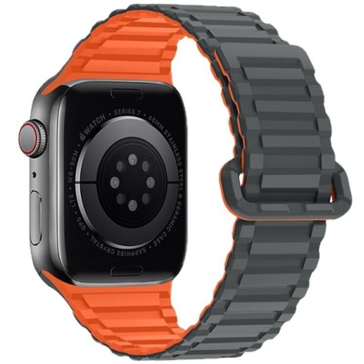 Ремінець Hoco WA06 для Apple Watch 46 / 45 / 44 / SE 44 / 42 (Series 1-3) / Ultra / Ultra 2 / Ultra 3 - Gray / Orange: фото 1 з 4