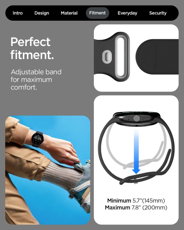 Ремешок Spigen Nano Pop для Google Pixel Watch 4 / 3 (45mm) AMP09491 - Black Sesame: фото 14 из 16