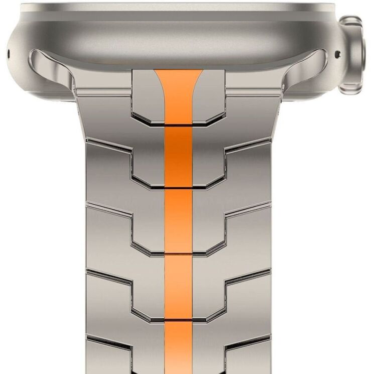 Ремінець Tech-Protect Stainless Line для Apple Watch 46 / 44 / SE 44 / 45 / Ultra / Ultra 2 / Ultra 3 (49mm) - Titanium / Orange: фото 3 з 5