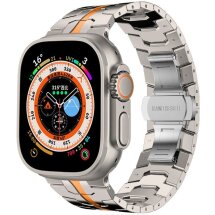 Ремінець Tech-Protect Stainless Line для Apple Watch 46 / 44 / SE 44 / 45 / Ultra / Ultra 2 / Ultra 3 (49mm) - Titanium / Orange: фото 1 з 5