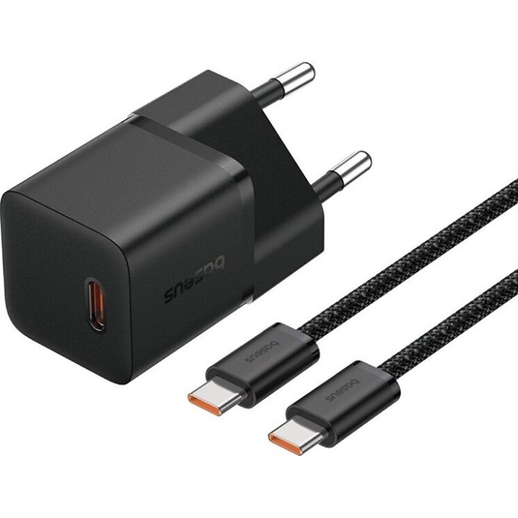 Сетевое зарядное устройство Baseus GaN5 1C 20W + кабель Type-C to Type-C (P10110900113-00) - Black: фото 1 из 17
