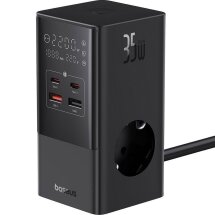 Мережевий зарядний пристрій Baseus PowerCombo Tower 3AC+2U+2C (35W) E00023606113-00 - Black: фото 1 з 23