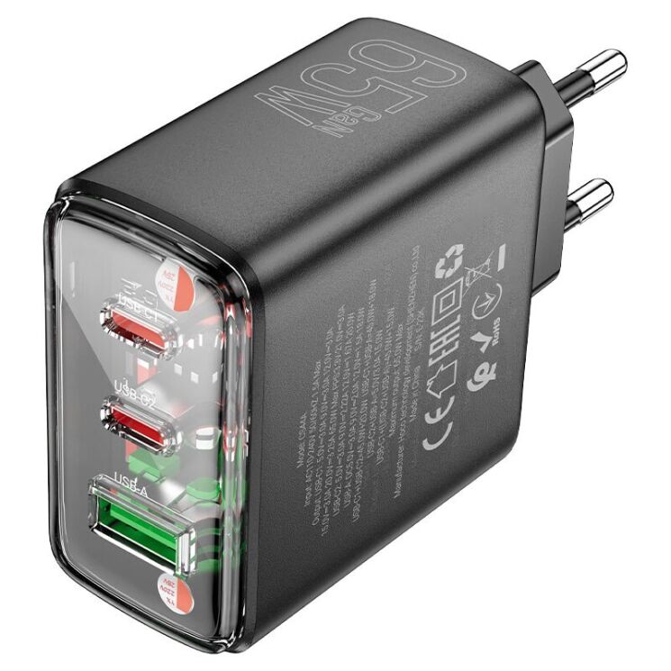 Сетевое зарядное устройство Hoco CS44A 65W - Black: фото 3 из 7