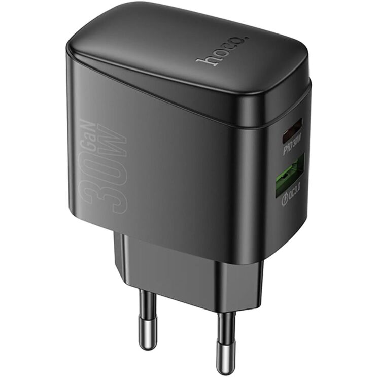 Мережевий зарядний пристрій Hoco CS61A PD30W + QC3.0 (USB + Type-C) - Black: фото 2 з 8