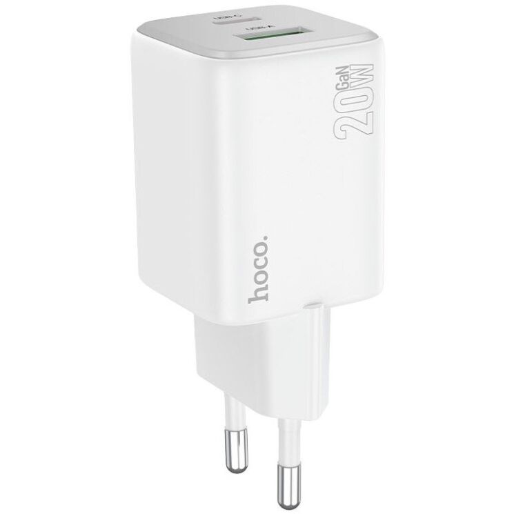Сетевое зарядное устройство Hoco N41 PD20W+QC3.0 + кабель Type-C to Type-C - White: фото 4 из 10