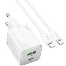 Сетевое зарядное устройство Hoco N41 PD20W+QC3.0 + кабель Type-C to Type-C - White: фото 1 из 10
