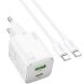 Сетевое зарядное устройство Hoco N41 PD20W+QC3.0 + кабель Type-C to Type-C - White (346157W). Фото 1 из 10