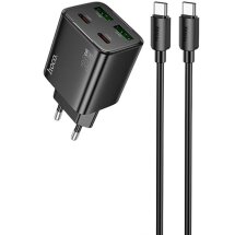 Мережевий зарядний пристрій Hoco N55 20W 2C+2U + кабель Type-C to Type-C - Black: фото 1 з 7