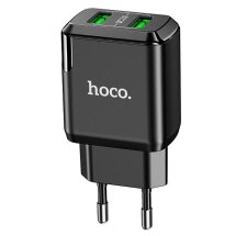 Мережевий зарядний пристрій Hoco N6 Charmer (2USB, QC3.0, 3A) - Black: фото 1 з 8
