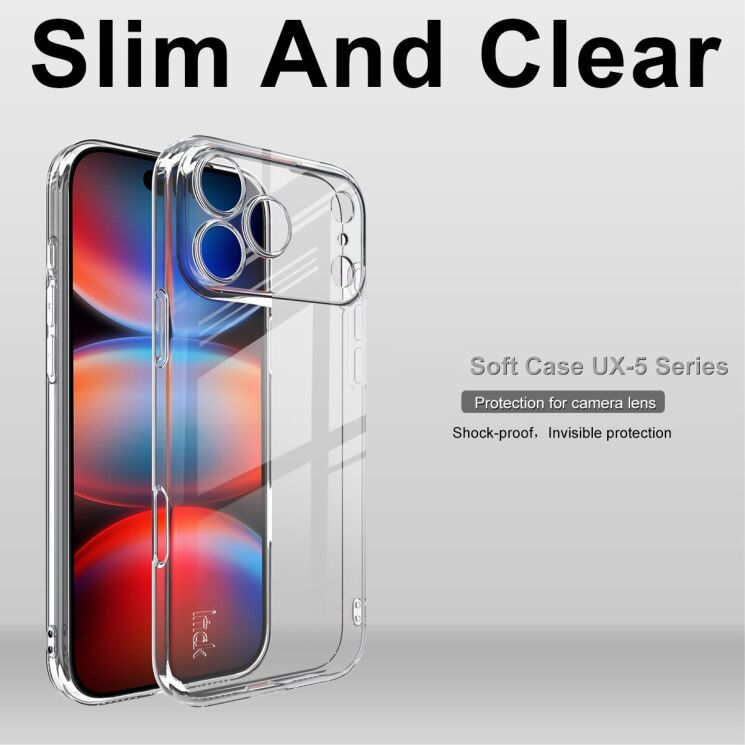 Силиконовый чехол IMAK UX-5 Series для Apple iPhone 17 Pro Max - Transparent: фото 3 из 7