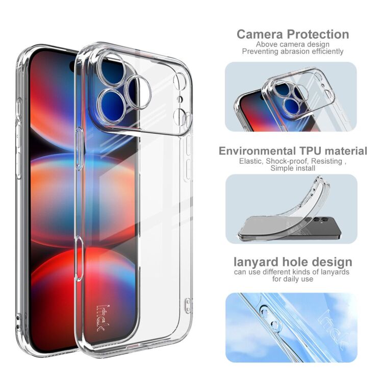 Силиконовый чехол IMAK UX-5 Series для Apple iPhone 17 Pro Max - Transparent: фото 5 из 7