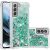 Силиконовый (TPU) чехол Deexe Liquid Glitter для Samsung Galaxy S21 FE (G990) - Green Hearts: фото 1 из 7