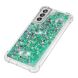 Силиконовый (TPU) чехол Deexe Liquid Glitter для Samsung Galaxy S21 FE (G990) - Green Hearts (230628H). Фото 4 из 7