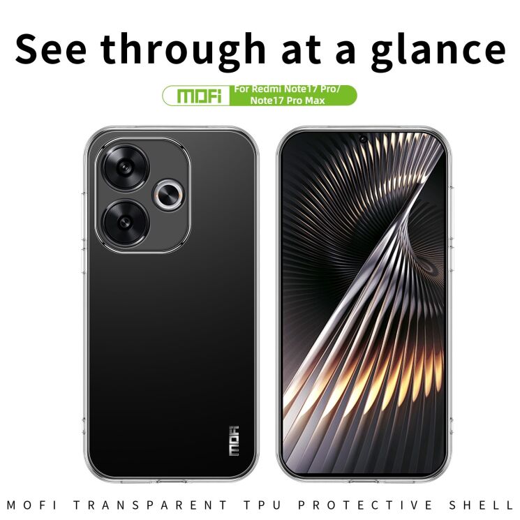 Силиконовый (TPU) чехол MOFI Thin Guard для Xiaomi Redmi Note 17 Pro - Transparent: фото 2 из 9