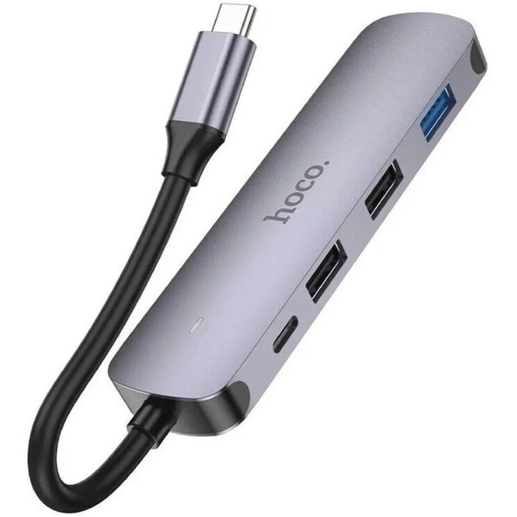 USB HUB Hoco HB27 5 in 1 Multifunctional (Type-C to HDMI+USB3.0+USB2.0+PD) - Metal Gray: фото 6 из 9