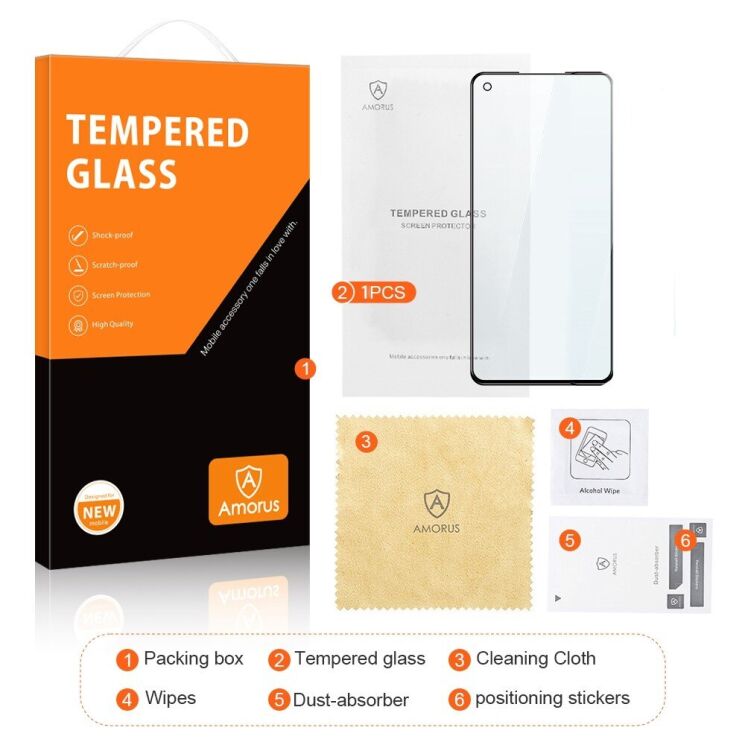 Захисне скло AMORUS Full Glue Tempered Glass для Xiaomi Redmi Note 11 Pro Global (4G/5G) / 11E Pro / 12 Pro - Black: фото 9 з 9